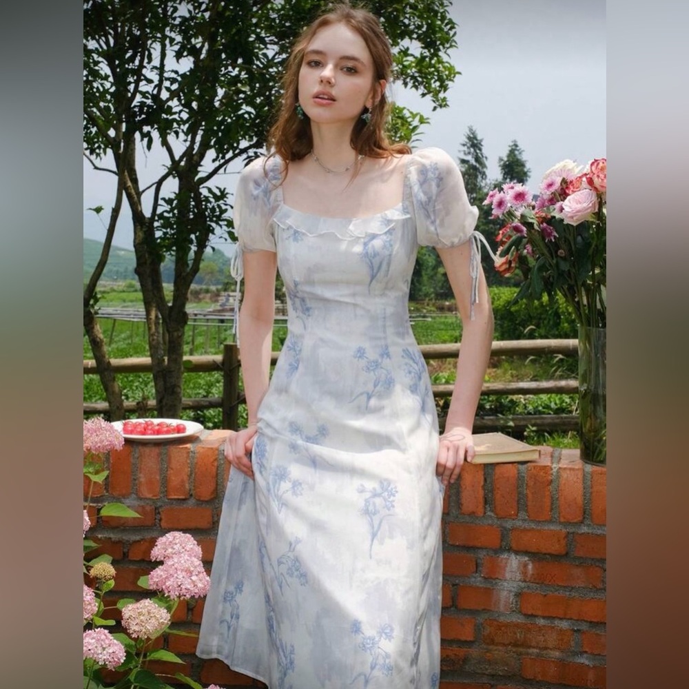 Shein Floral Puff Sleeve Dress